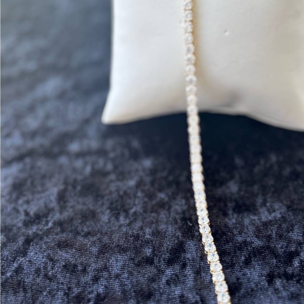 Elegant Silver Tennis Ankle  Bracelet - Picture 2 of 5